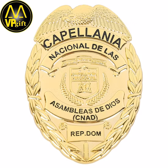 Logotipo personalizado de la organización Oficial de detective de metal Sheriff Seguridad Medalla de la policía militar Honor Emblema magnético Esmalte Capellán Seguridad pública Pin de solapa