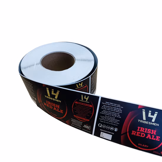 Etiqueta adhesiva de estampado en relieve de lámina dorada de vinilo de papel de imprenta personalizada